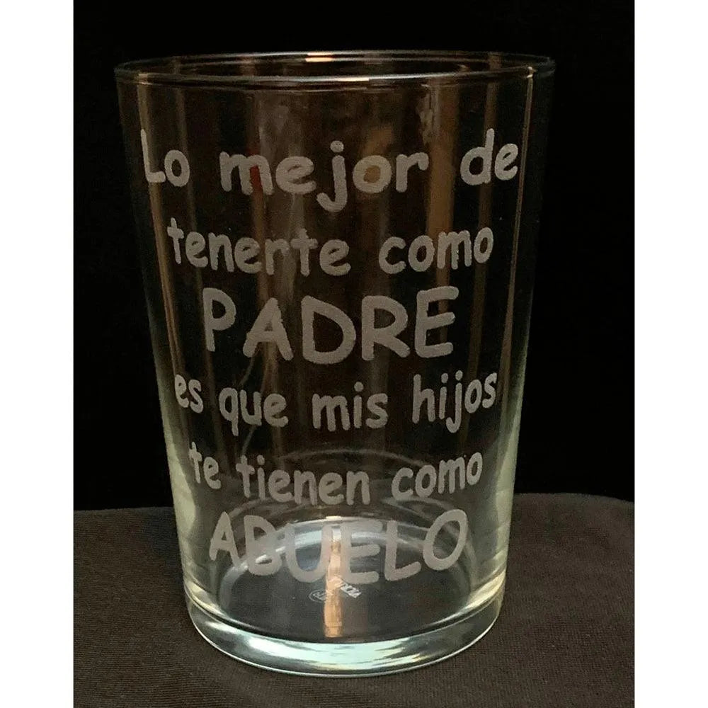 Vaso de cristal personalizado diseño de padre y abuelo